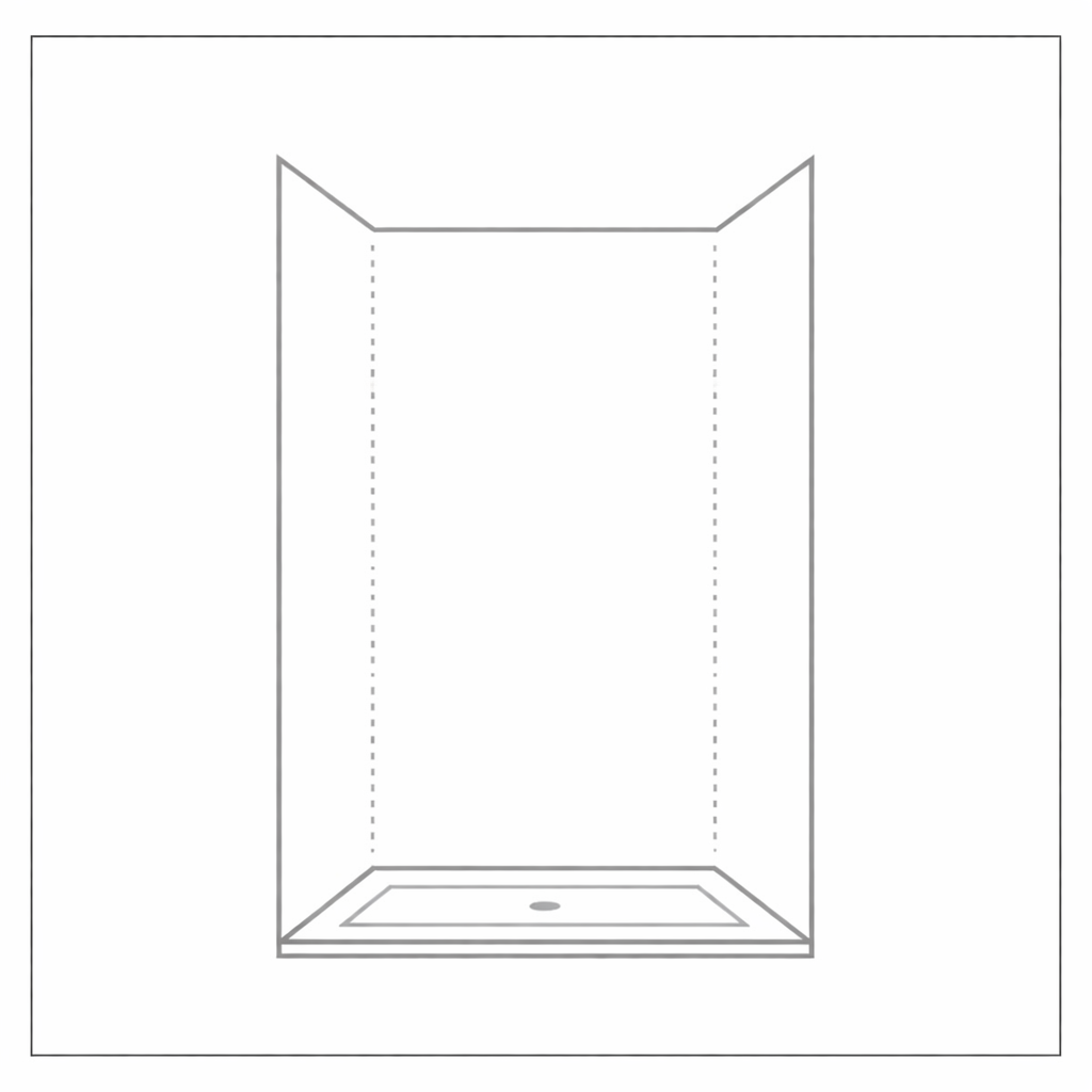 Shower enclosure measurement template for custom Corian wall panels